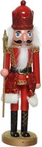Kerstbeeldje kunststof notenkraker poppetje/soldaat rood 28 cm kerstbeeldjes - Kerstversiering/woondecoratie