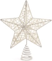 Kunststof ster piek/kerstboom topper wit 23 cm - Kerstversiering/kerstboomversiering
