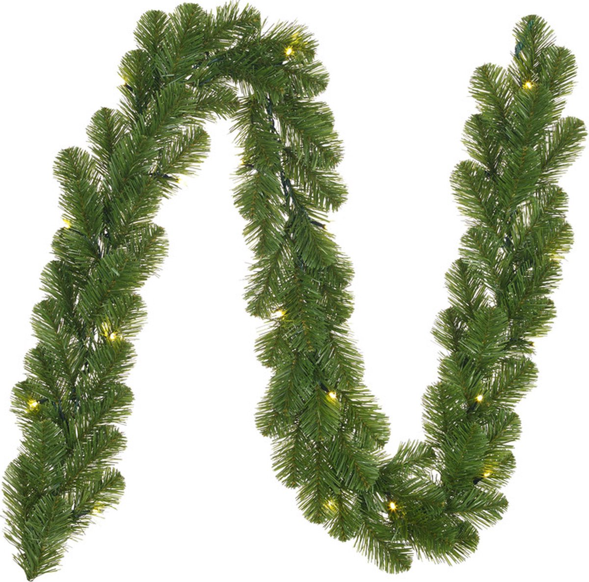 3x stuks dennenslingers groen met kerstverlichting 20 x 180 cm - Verlichte kerstslingers / dennen takken slingers
