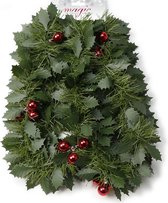 Paquet de 2x guirlandes de guirlande de houx / sapin de Noël vert avec baies 270 cm - Guirlande de guirlande de houx de Noël avec boules de Noël rouges