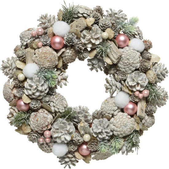 Kerstkrans White Wash Met Decoratie