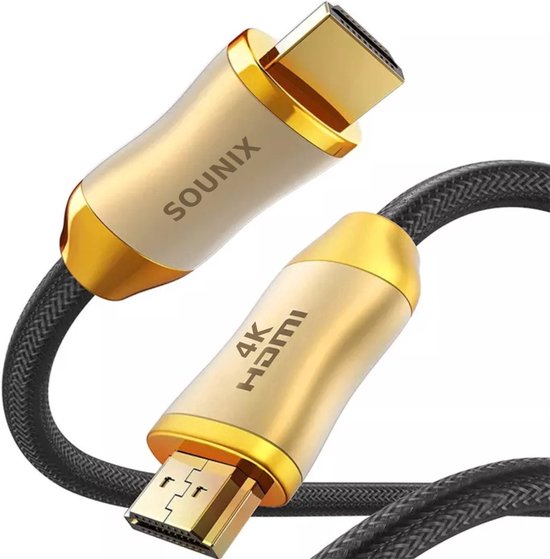 Sounix HDMI Kabel 2.0 - 4K@60Hz - 2 Meter Gold Plated - High Speed Cable -  18GBPS - 3D | bol.com