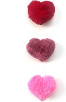 Luna-Leena duurzame hartjes slinger - rood & pink - 6x harten verticaal - 100% zachte wol - hand gemaakt in Nepal- hearts garland - love - liefde - babyshower - geboorte - valentijn - feest - jublileum - afscheid - verjaardag - cadeau - moededag