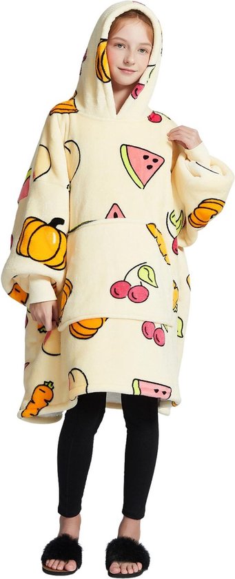 Get Trend Draagbare Fleece Deken Met Capuchon - Oversized Warme Poncho Voor Tieners En Vrouwen - Zacht Plush