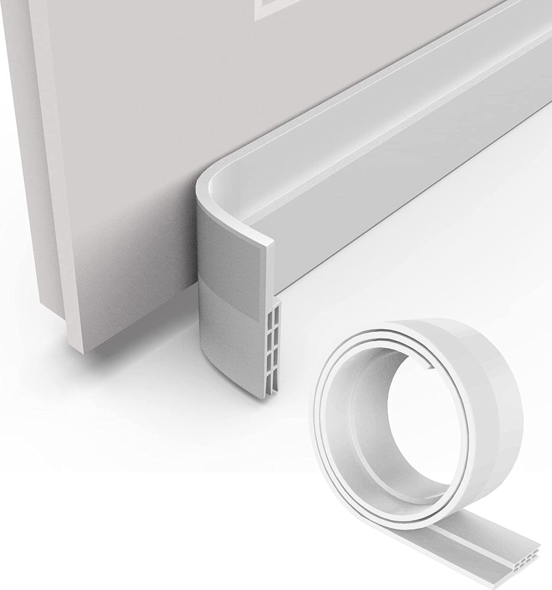 NaSK - Zelfklevende deurafdichting - 1 meter - afdichtband - wit 1 stuk - Tochtstopper- Deurstopper tegen insecten, lawaai, stof, huisdeur, siliconen afdichting voor geluidsisolatie, koudebescherming