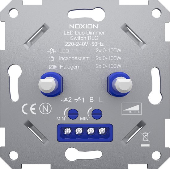 Noxion Duo LED Dimmer Schakelaar RLC 0-100W 220-240V. | bol.com