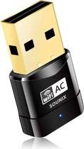 Sounix Wifi Adapter USB - Tot 600 Mbps met 2.4 & 5 GHz - Zwart