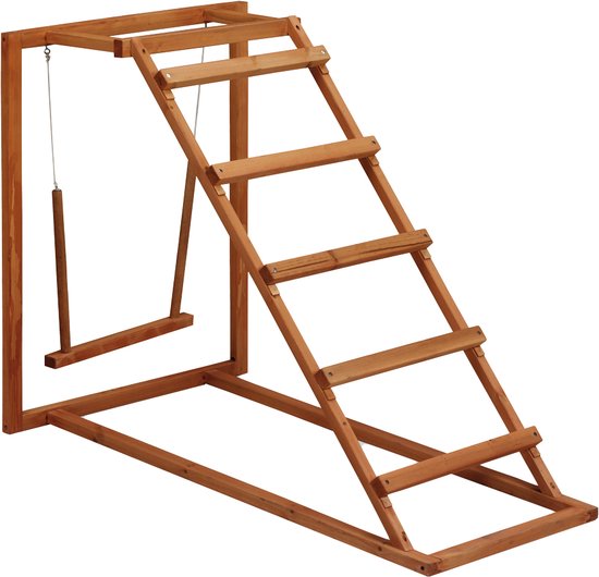 Gaun Chicken activity center – Speeltoestel voor kippen – Geschikt voor de actieve kip – Laat je kip klimmen, zitten of schommelen – Speeltoestel met kippenschommel – Hout