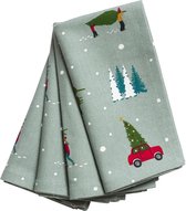 Thuis voor Kerst Servetten van Sophie Allport - set van 4 blauwe katoenen servetten voor kerstdiner