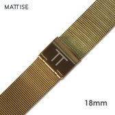 MATTISE Goud Unisex Verwisselbaar Horlogebandje van Gewoven Staal — 18 mm aanzetmaat — Gouden Horlogeband Horlogebandjes — 18 mm Horloge bandje