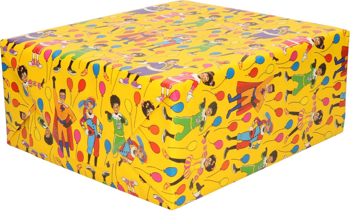 Club van Sinterklaas inpakpapier - 2x - cadeaupapier - geel - 200 x 70 cm - voor pakjesavond - inpakken
