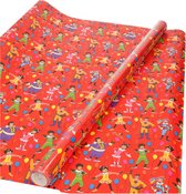 1x Rouleaux de papier cadeau / papier cadeau Club of Sinterklaas rouge 200 x 70 cm - Papier cadeau / papier Papier cadeau pour la soirée colis du 5 décembre