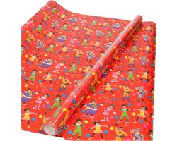 Product afbeelding van Club van Sinterklaas inpakpapier - cadeaupapier - rood - 200 x 70 cm - voor pakjesavond - inpakken