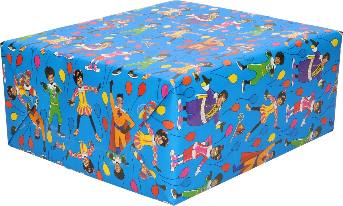Club van Sinterklaas inpakpapier - 2x - cadeaupapier - blauw - 200 x 70 cm - voor pakjesavond - inpakken