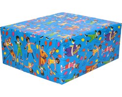 Product afbeelding van Club van Sinterklaas inpakpapier - 2x - cadeaupapier - blauw - 200 x 70 cm - voor pakjesavond - inpakken