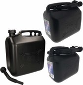 3x stuks jerrycans zwart voor brandstof - 5-10-20 liter - inclusief schenktuit - benzine / diesel