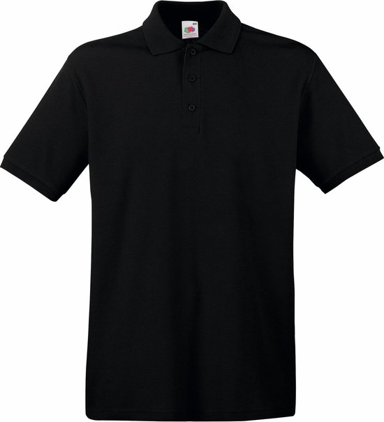 Fruit of the Loom poloshirt premium - zwart - heren - katoen - 180 grams M