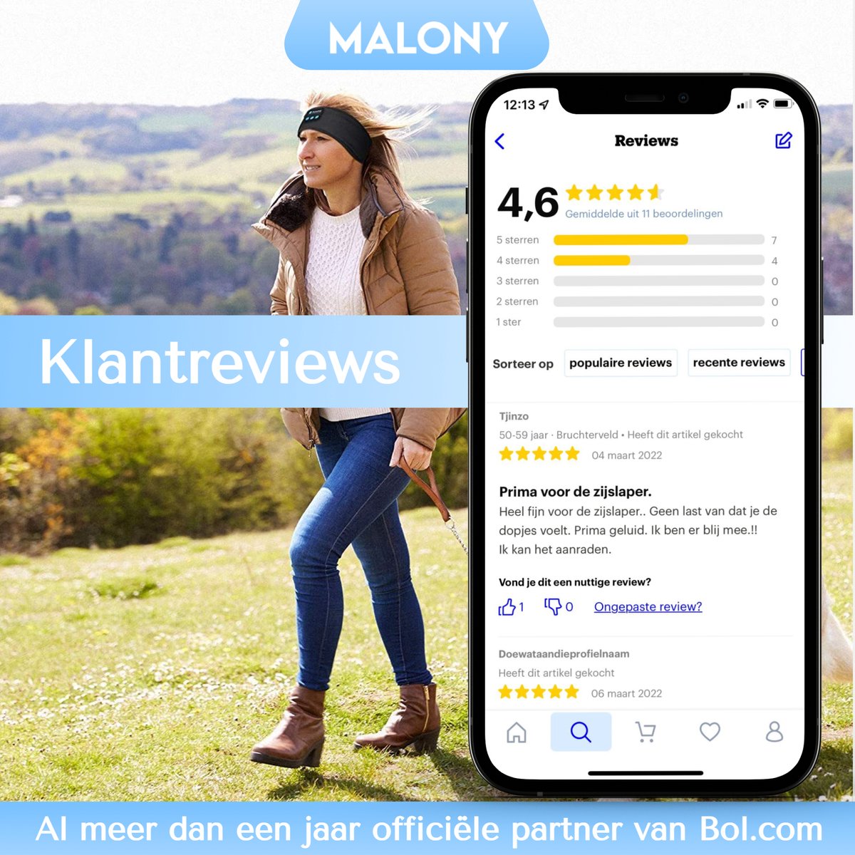 Malony Slaapmasker Bluetooth - Slaaptrainer - Hoofdband - Oogmasker - Oplaadbaar - Uitwasbaar - Zwart — afbeelding 10
