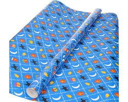 Product afbeelding van Bellatio Decorations Sinterklaas inpakpapier/cadeaupapier - XL - print blauw - 2.5 x 0.7 meter - Luxe kwaliteit