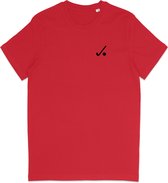 T Shirt Heren - Hockey Logo Print - Korte Mouw - Rood - Maat S