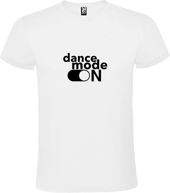 Wit T-Shirt met “ Dance Mode On “ afbeelding Zwart Size XXXXXL