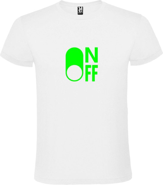 Wit T-Shirt met “ On/Off Button OFF “ afbeelding Neon Groen Size XXXXL ...