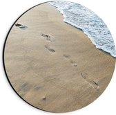 WallClassics - Cercle mural Dibond - Pas dans le Sable sur la plage - Photo 20x20 cm sur cercle mural en aluminium (avec système d'accrochage)