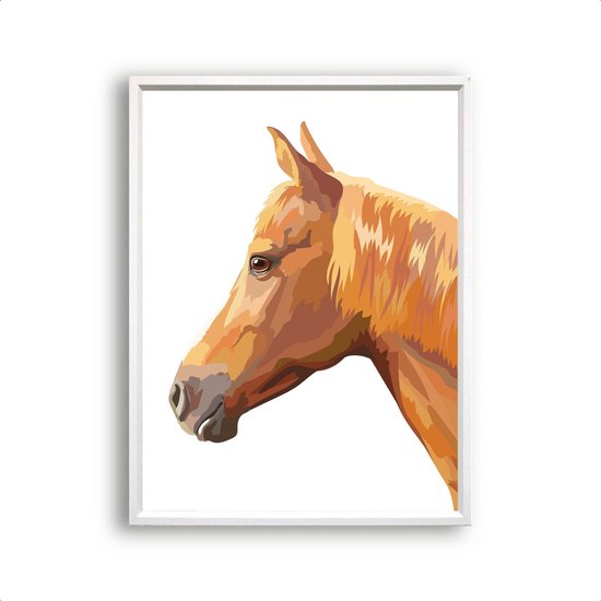 Postercity - Design Poster Licht Bruin Paard links aquarel - Dieren Paarden Poster - Kinderkamer / Babykamer - 30x21cm / A4