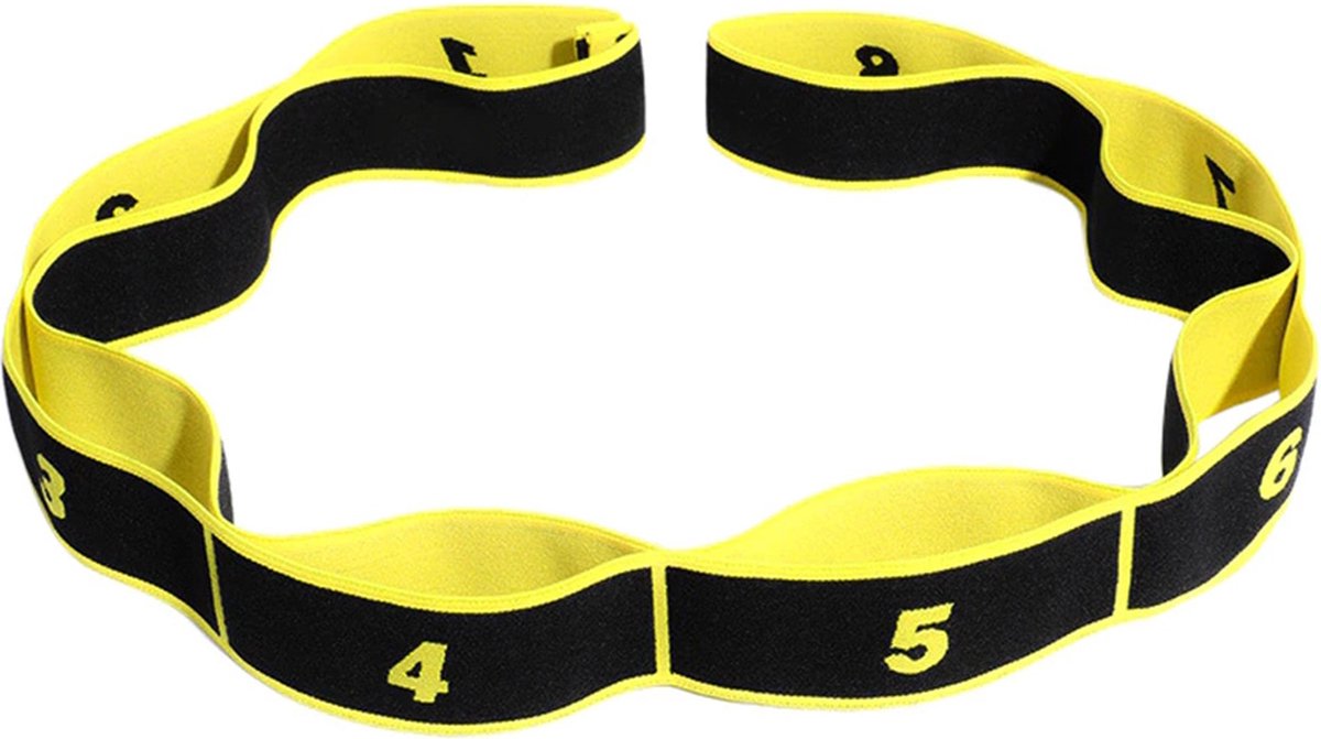 DW4Trading Yoga Stretchband - Weerstandsband - Pilates - 90x4 cm - Zwart-Geel