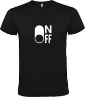 Zwart T-Shirt met “ On/Off Button OFF “ afbeelding Wit Size M