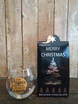 Cadeauset-Pakket-Kerst-Kerstmis-Kerstpakket-Chocolade-Belgische Chocolade-Merry Christmas-Happy New year-Happy-Gelukkig nieuwjaar-waterglas-glas-wijnglas-vader-geweldige vader-papa-bonus papa-bonus vader-lieve papa-geniet van het leven