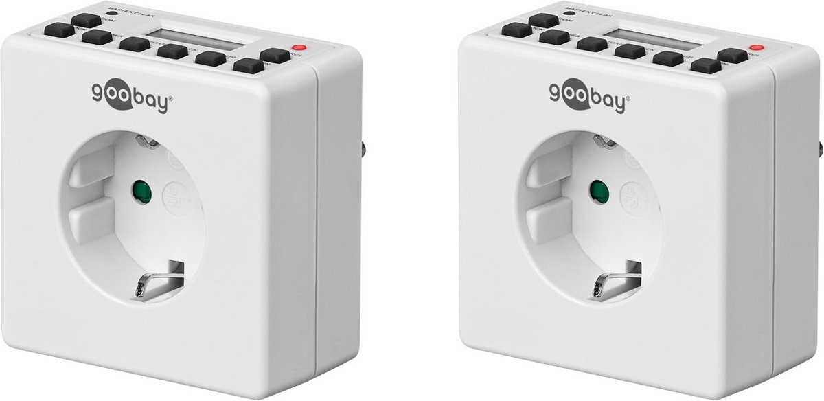 Goobay compacte tijdschakelklok set van 2 stuks - digitaal (10 programma's per week) - voor binnen / wit