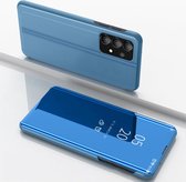Voor Samsung Galaxy A73 5G Geplated Mirror Flip Lederen Case met Houder (Blauw)