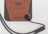 DesignNest FoldStand Phone +cardholder leather - Telefoonstandaard - Leer - Bruin