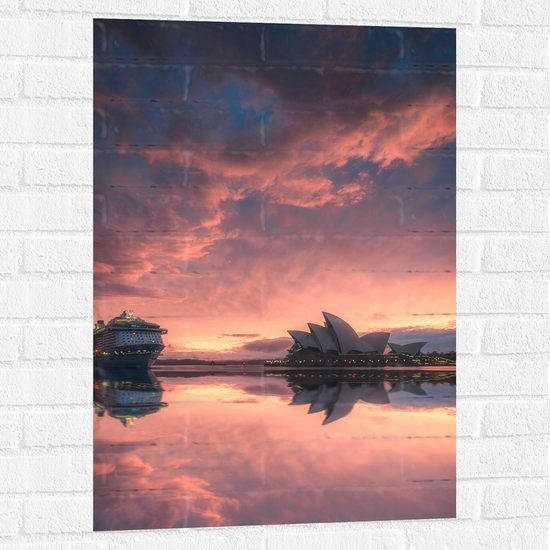WallClassics - Muursticker - Opéra de Sydney avec Coucher de Soleil - 60x90 cm Photo sur Muursticker