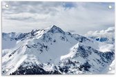 WallClassics - Tuinposter – Sneeuw op Hoge Bergen - 60x40 cm Foto op Tuinposter  (wanddecoratie voor buiten en binnen)