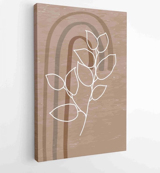 Abstract Beige Pink Marble Texture Line Boho Poster Canvas