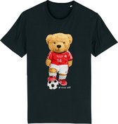 Jongens Meisjes T Shirt - Beer met Voetbal - Zwart - Maat 146