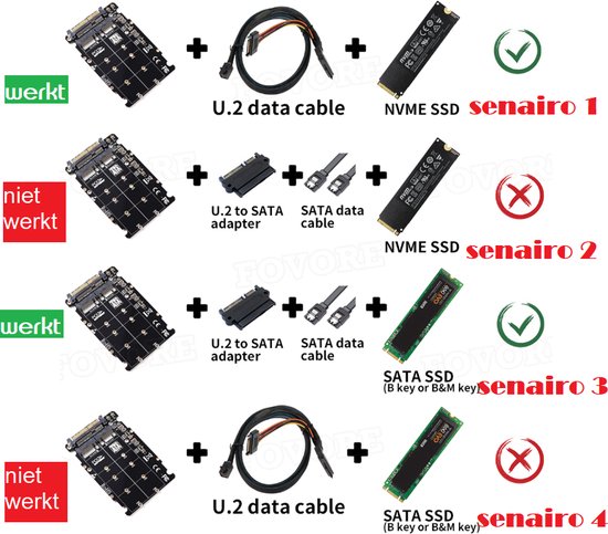 Adaptateur M.2 SSD vers U.2 - Bus 2 en 1 M.2 NVMe et SATA - Adaptateur NGFF  SSD vers
