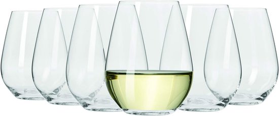 Excelsa 60490 Color Wine Set met 6 wijnglazen, glas, wit