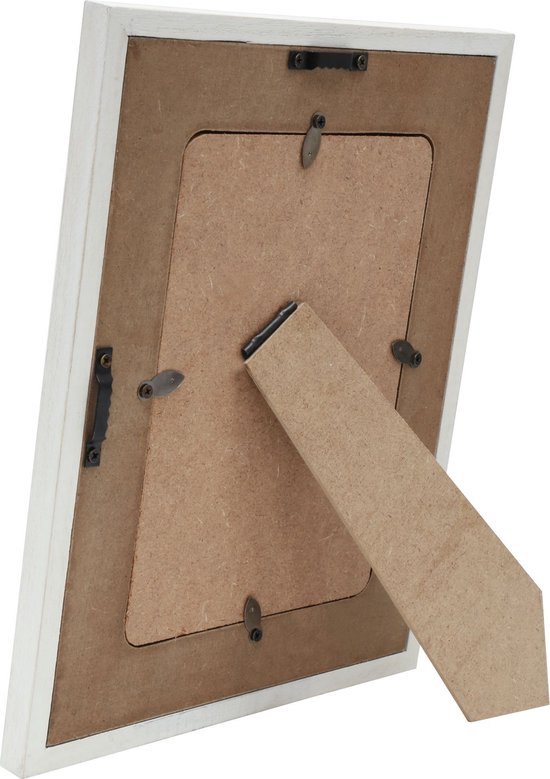 Lijsten Nederland | Houten multi fotolijst Anna voor 3 foto's met dubbele passe-partout 13x18 cm | wit | normaal glas (2 mm