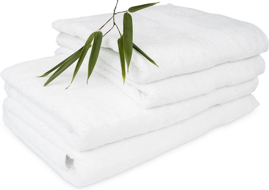 Luxdream Luxe Handdoek 50 x 100 - Set van 4 Badhanddoeken - Bamboe en Biologisch Katoen - Sneldrogend en Superzacht - Hotelkwaliteit - Wit
