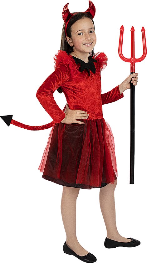FUNIDELIA Déguisement Diable fille - Taille : 135 - 152 cm - Rouge