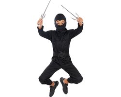 foto van FUNIDELIA Black Ninja Kostuum voor Jongens - Maat: 122 - 134 cm - Zwart