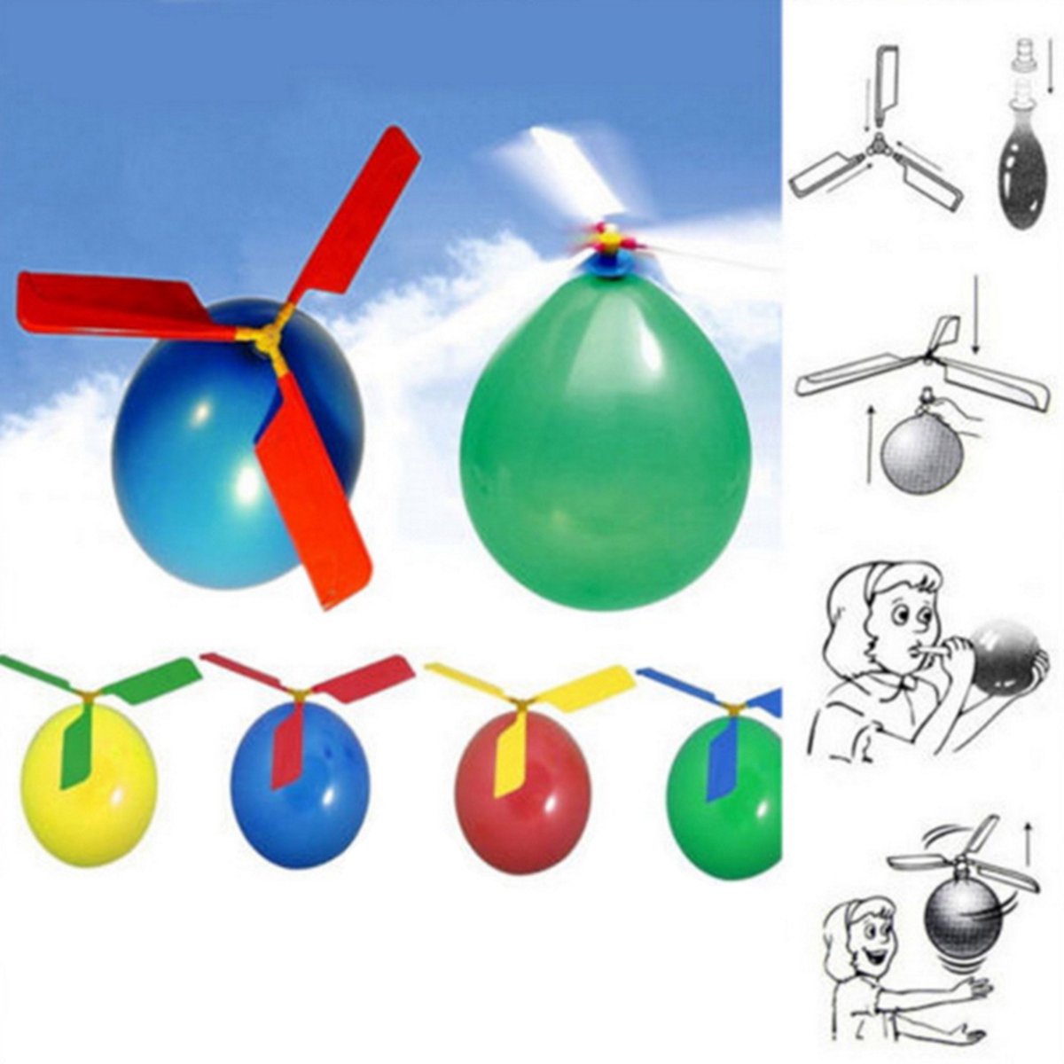GoKi – Hélicoptère Ballon Avec 2 Ballons – 25 Cm – Set De 36