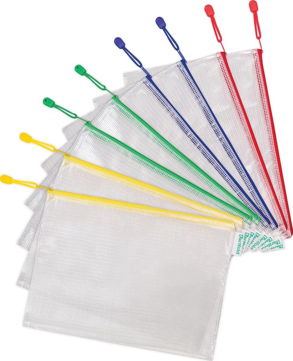 8 x Tarifold opbergtas met rits - A4 - assorti 4 kleuren