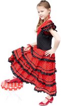 Robe espagnole - Flamenco - Noir / Rouge - Taille 128/134 (10) - Robe d'habillage