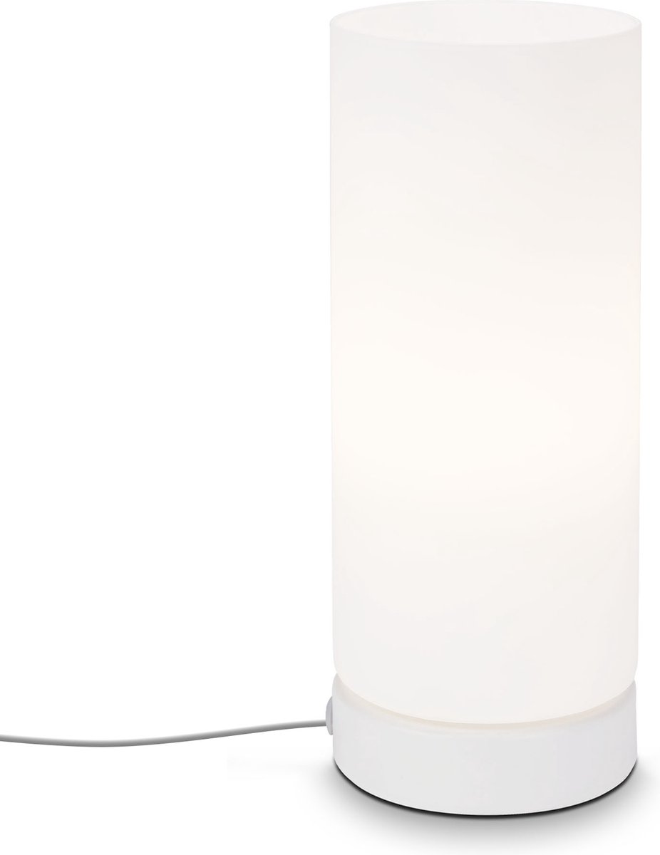 BRILONER Tafellamp Bureaulamp Snoer Schakelaar 1xE14 25W wit glas metaal Briloner