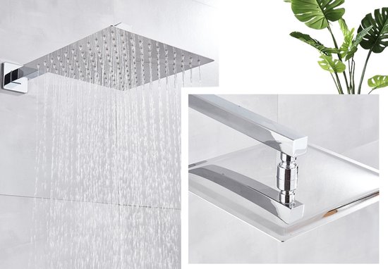 Ensemble de douche SaniSupreme® Manhattan Premium de Luxe LCD 10 pouces pluie douche carrée 2 voies chrome intégré