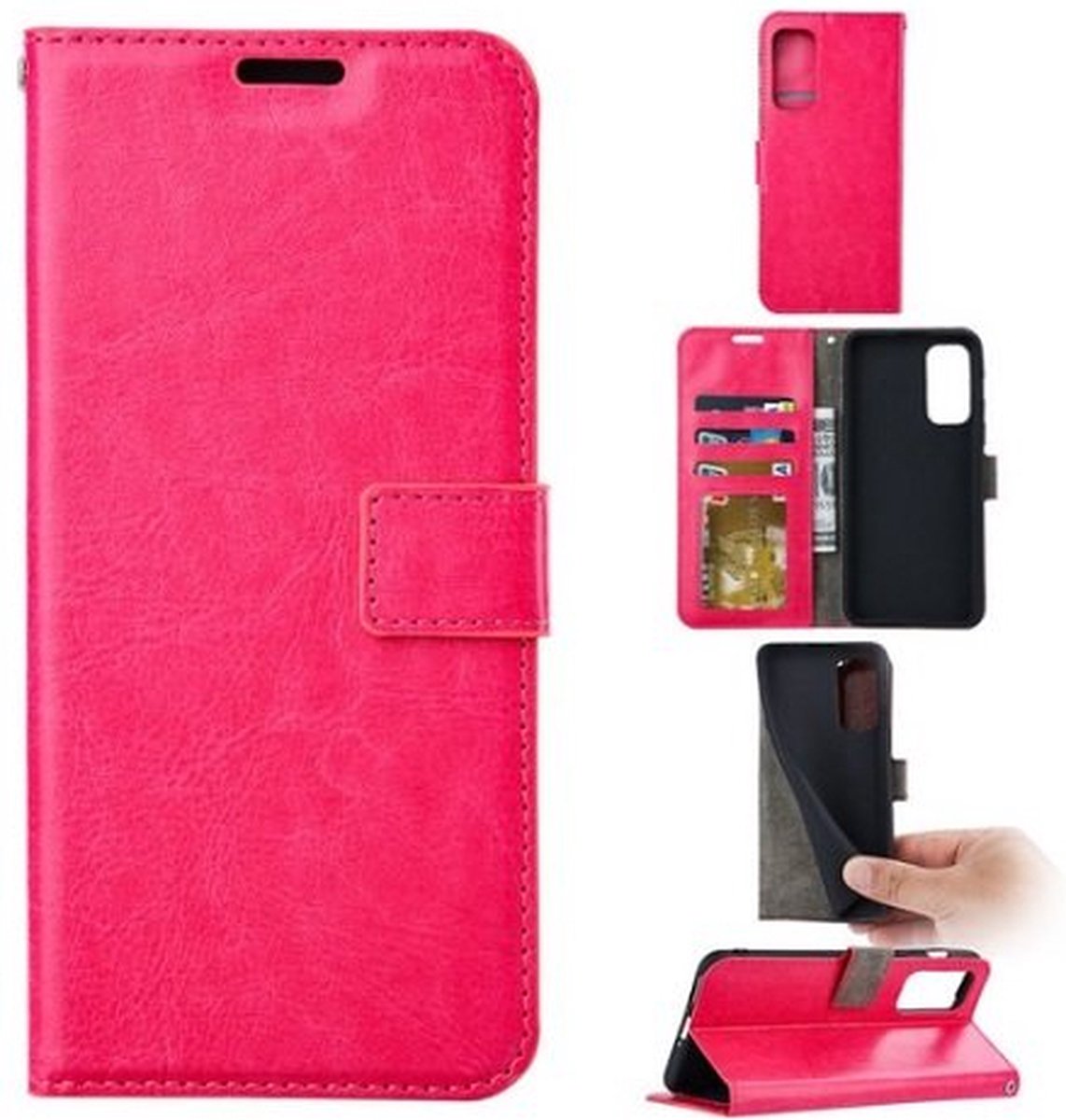 Motorola Edge 20 Pro Hoesje Met Pasjeshouder Bookcase Roze